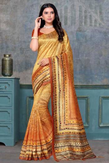 Attractive Look Wearing This Saree Paired With Blouse.  This Fancy Designer Digital Printed Saree Is Tusser Silk Based Which Gives A Rich Look To Your Personality. Buy This Pretty Saree Now.