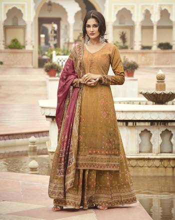 Attractive This Pretty Digital Printed Dress Material In Dusty Color. Its Top Are Modal Satin Silk And Bottom Are Fabricated On Dull Santoon Paired With Viscose Muslin Jacquard Fabricated Dupatta. Get This Stitched As Per Your Desired Fit And Comfort.