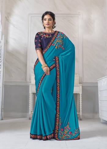 Adorn The Pretty Angelic Look Wearing This Heavy Designer Saree In Fine Color Paired With Contrasting Colored Blouse. This Saree Is Fabricated On Barfi Silk Paired With Dupian Fabricated Blouse. Its Pretty Color Pallete Will Give An Attractive Look To Your Personality. 