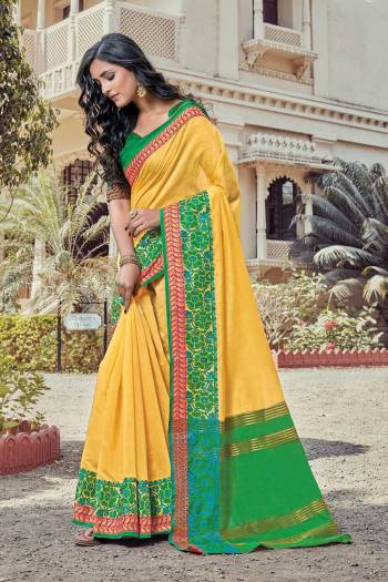 Adorn The Pretty Angelic Look Wearing This Wevon Designer Saree In Fine Color Paired With Contrasting Colored Blouse. This Saree Is Fabricated On Cotton Handloom Paired With Blouse. Its Pretty Color Pallete Will Give An Attractive Look To Your Personality. 