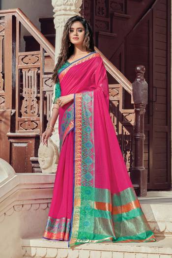 Adorn The Pretty Angelic Look Wearing This Wevon Designer Saree In Fine Color Paired With Contrasting Colored Blouse. This Saree Is Fabricated On Cotton Handloom Paired With Blouse. Its Pretty Color Pallete Will Give An Attractive Look To Your Personality. 