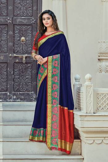 Adorn The Pretty Angelic Look Wearing This Wevon Designer Saree In Fine Color Paired With Contrasting Colored Blouse. This Saree Is Fabricated On Cotton Handloom Paired With Blouse. Its Pretty Color Pallete Will Give An Attractive Look To Your Personality. 