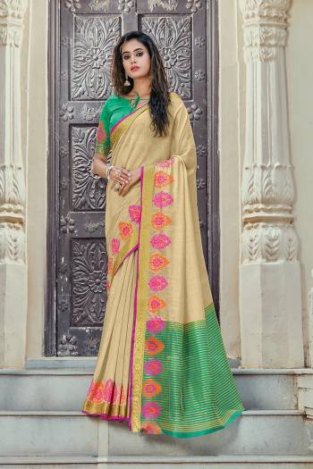 Adorn The Pretty Angelic Look Wearing This Wevon Designer Saree In Fine Color Paired With Contrasting Colored Blouse. This Saree Is Fabricated On Cotton Handloom Paired With Blouse. Its Pretty Color Pallete Will Give An Attractive Look To Your Personality. 