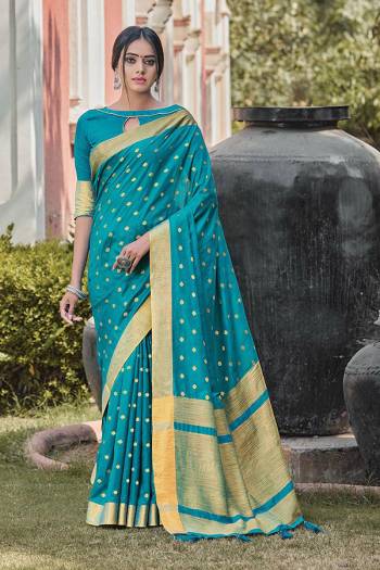 The Pretty Angelic Look Wearing This Wevon Designer Saree In Fine Color Paired With Contrasting Colored Blouse. This Saree Is Fabricated On Handloom Silk Paired With Blouse. Its Pretty Color Pallete Will Give An Attractive Look To Your Personality. 