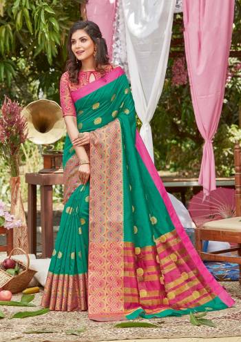 For A Decent And Formal Look, Grab This Pretty Elegant Looking Saree In Dark Color Paired With Contrasting Colored Blouse. This Saree And Blouse Are Fabricated On Crystal Silk Beautified With Broad Weaved Border And Pallu.