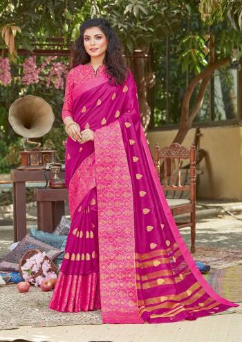 For A Decent And Formal Look, Grab This Pretty Elegant Looking Saree In Dark Color Paired With Contrasting Colored Blouse. This Saree And Blouse Are Fabricated On Crystal Silk Beautified With Broad Weaved Border And Pallu.