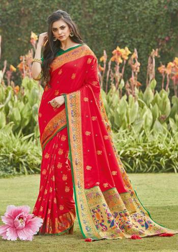 The Pretty Angelic Look Wearing This Wevon Designer Work Saree In Fine Color Paired With Contrasting Colored Blouse. This Saree Is Fabricated On Silk Paired With Blouse. Its Pretty Color Pallete Will Give An Attractive Look To Your Personality. 