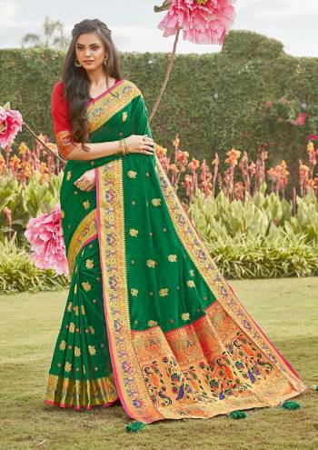 The Pretty Angelic Look Wearing This Wevon Designer Work Saree In Fine Color Paired With Contrasting Colored Blouse. This Saree Is Fabricated On Silk Paired With Blouse. Its Pretty Color Pallete Will Give An Attractive Look To Your Personality. 