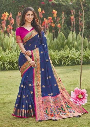 The Pretty Angelic Look Wearing This Wevon Designer Work Saree In Fine Color Paired With Contrasting Colored Blouse. This Saree Is Fabricated On Silk Paired With Blouse. Its Pretty Color Pallete Will Give An Attractive Look To Your Personality. 