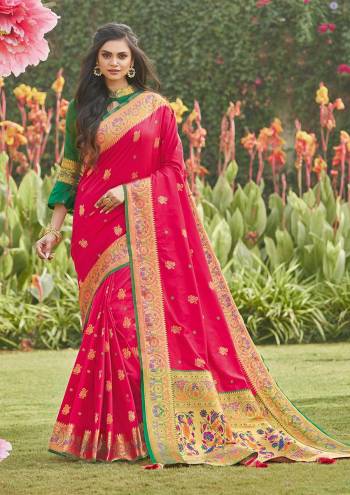 The Pretty Angelic Look Wearing This Wevon Designer Work Saree In Fine Color Paired With Contrasting Colored Blouse. This Saree Is Fabricated On Silk Paired With Blouse. Its Pretty Color Pallete Will Give An Attractive Look To Your Personality. 