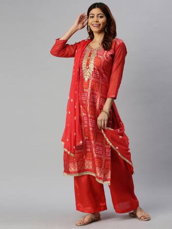 Look Pretty This Designer Floor Length Suit In Lovely  Color.?Its Pretty Designer Top Is Banarasi Jacquard Based Paired With Santoon Bottom And Bandhani Naznin Fabricated Dupatta Which Gives An Attractive To The Suit.