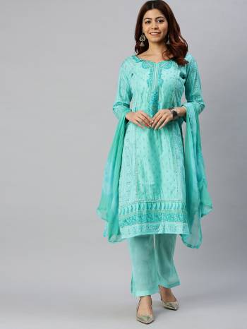 Look Pretty This Designer Floor Length Suit In Lovely  Color.?Its Pretty Designer Top Is Cotton Based Paired With Cotton Bottom And Cotton Fabricated Dupatta Which Gives An Attractive To The Suit.