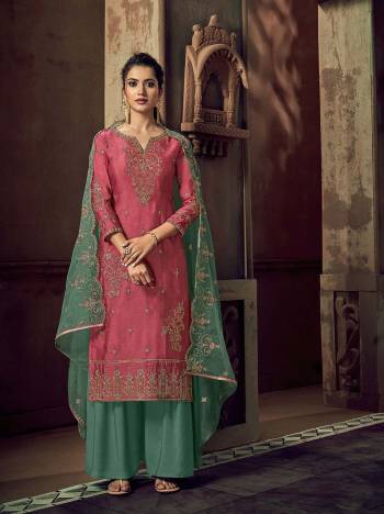 Grab This Beautiful Heavy Designer Straight Suit In Fine Color Paired With Dupatta. Its Heavy Embroidered Work Top Is Fabricated On Tusser Silk Paired With Santoon Bottom and Organza Fabricated Embroidery Dupatta. 

