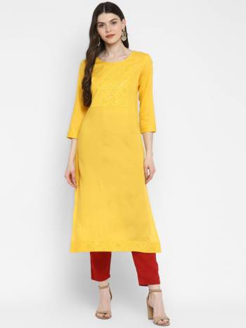 Grab This Readymade Long Kurti In Fine Color Fabricated On Cotton Beautified With Sequance Embroidery. It Is Light In Weight And Easy To Carry All Day Long. 