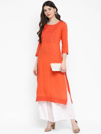 Grab This Readymade Long Kurti In Fine Color Fabricated On Cotton Beautified With Sequance Embroidery. It Is Light In Weight And Easy To Carry All Day Long. 