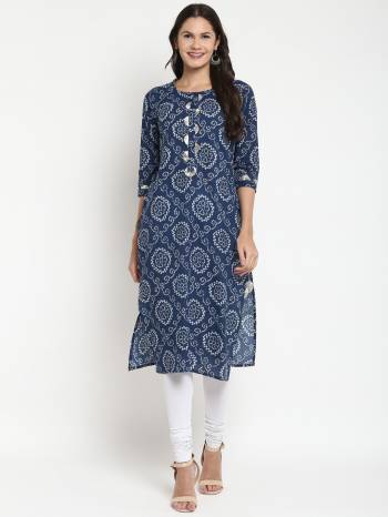 Grab This Readymade Long Kurti In Fine Color Fabricated On Cotton Beautified With Bandhani Printed,Gota Patti Work. It Is Light In Weight And Easy To Carry All Day Long. 