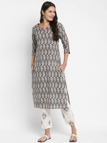 Attrective This Readymade Long Kurti Wiith Pant In Fine Color Fabricated On Cotton Beautified With Designer Printed And Mirror Work. It Is Light In Weight And Easy To Carry All Day Long. 