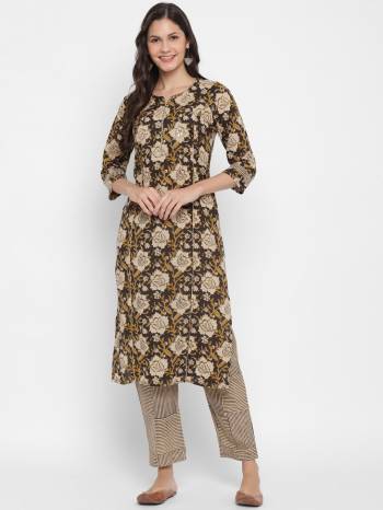 Attrective This Readymade Long Kurti Wiith Pant In Fine Color Fabricated On Cotton Beautified With Designer Printed And Mirror Work. It Is Light In Weight And Easy To Carry All Day Long. 