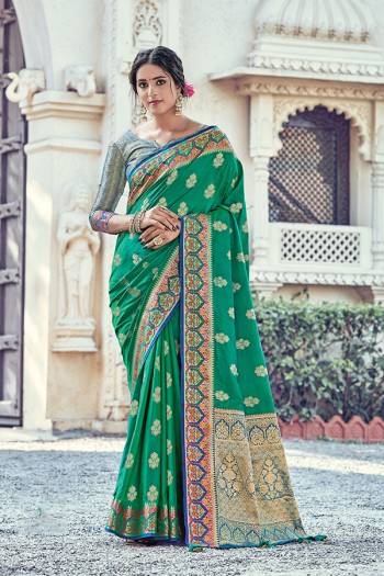 The Pretty Angelic Look Wearing This Wevon Designer Work Saree In Fine Color Paired With Contrasting Colored Blouse. This Saree Is Fabricated On Silk Paired With Blouse. Its Pretty Color Pallete Will Give An Attractive Look To Your Personality. 