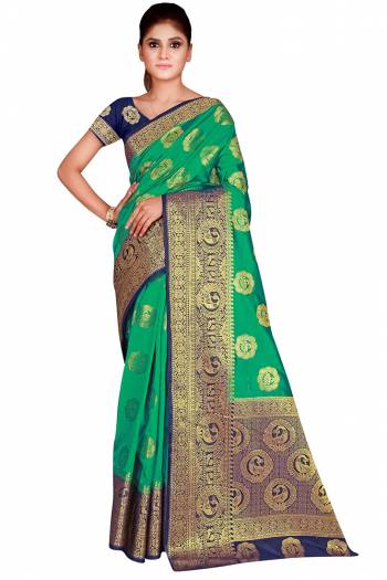 Adorn The Pretty Angelic Look Wearing This Weving Designer Rich Pallu Saree In Fine Color Paired With Contrasting Colored Blouse. This Saree Is Fabricated On Nylon Silk Paired With Nylon Silk Fabricated Blouse. Its Pretty Color Pallete Will Give An Attractive Look To Your Personality. 