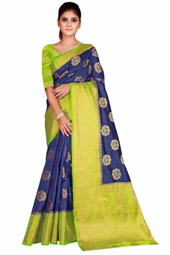 Adorn The Pretty Angelic Look Wearing This Weving Designer Rich Pallu Saree In Fine Color Paired With Contrasting Colored Blouse. This Saree Is Fabricated On Nylon Silk Paired With Nylon Silk Fabricated Blouse. Its Pretty Color Pallete Will Give An Attractive Look To Your Personality. 