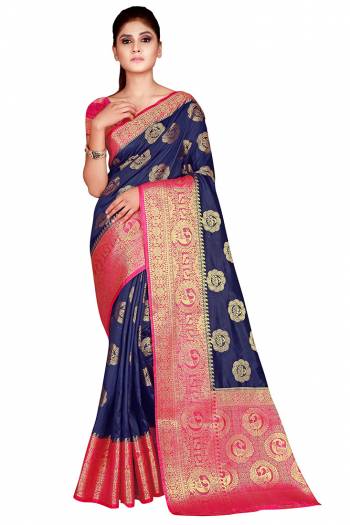 Adorn The Pretty Angelic Look Wearing This Weving Designer Rich Pallu Saree In Fine Color Paired With Contrasting Colored Blouse. This Saree Is Fabricated On Nylon Silk Paired With Nylon Silk Fabricated Blouse. Its Pretty Color Pallete Will Give An Attractive Look To Your Personality. 