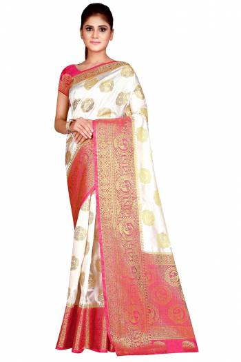 Adorn The Pretty Angelic Look Wearing This Weving Designer Rich Pallu Saree In Fine Color Paired With Contrasting Colored Blouse. This Saree Is Fabricated On Nylon Silk Paired With Nylon Silk Fabricated Blouse. Its Pretty Color Pallete Will Give An Attractive Look To Your Personality. 