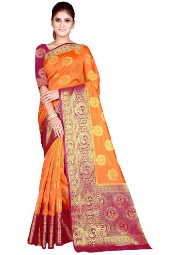 Adorn The Pretty Angelic Look Wearing This Weving Designer Rich Pallu Saree In Fine Color Paired With Contrasting Colored Blouse. This Saree Is Fabricated On Nylon Silk Paired With Nylon Silk Fabricated Blouse. Its Pretty Color Pallete Will Give An Attractive Look To Your Personality. 