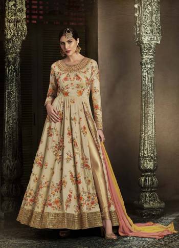 Look Pretty This Designer Floor Length Suit In Lovely  Color.?Its Pretty Embroidred Top Is Net Based Paired With Jersey Bottom And Chiffon Fabricated Embroidered Dupatta Which Gives An Attractive To The Suit.