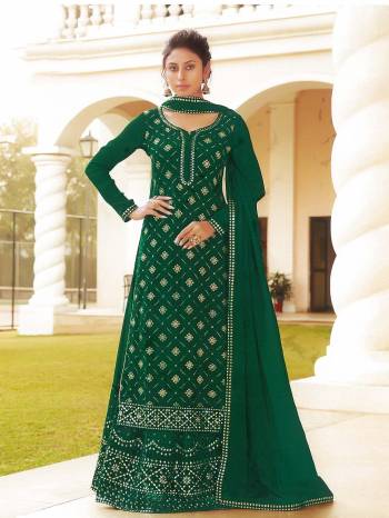 Grab This Pretty Designer Straight Suit In Green Color. This Beautiful Detailed Embroidered With Gota Patti Work Suit Is Chinon Based Which Is Light In Weight And Easy To Carry All Day Long