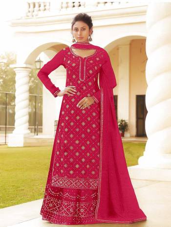 Grab This Pretty Designer Straight Suit In Pink Color. This Beautiful Detailed Embroidered With Gota Patti Work Suit Is Chinon Based Which Is Light In Weight And Easy To Carry All Day Long