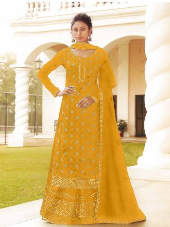 Grab This Pretty Designer Straight Suit In Yellow Color. This Beautiful Detailed Embroidered With Gota Patti Work Suit Is Chinon Based Which Is Light In Weight And Easy To Carry All Day Long