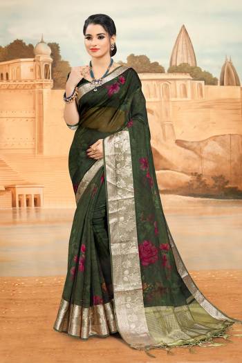 Look Attractive Wearing This Dark Dusty Colored Saree Paired With Blouse.  This Heavy Designer Saree Is Organza Based Which Gives A Rich Look To Your Personality. Buy This Pretty Saree Now.