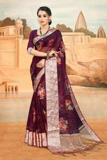 Look Attractive Wearing This Dark Dusty Colored Saree Paired With Blouse.  This Heavy Designer Saree Is Organza Based Which Gives A Rich Look To Your Personality. Buy This Pretty Saree Now.