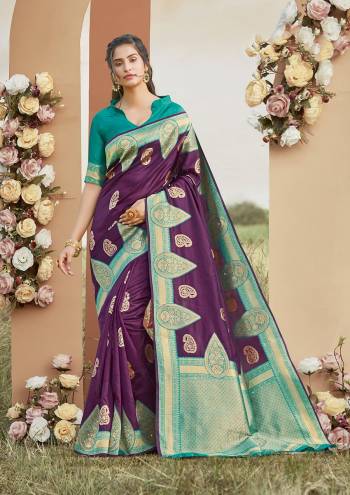 Adorn The Pretty Angelic Look Wearing This Heavy Designer Wevon Border Pallu With Sirki Work Saree In Dark Color Paired With Contrasting  Colored Blouse. This Saree Is Fabricated On Silk Paired With Silk Fabricated Blouse. Its Pretty Color Pallete Will Give An Attractive Look To Your Personality. 