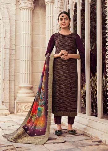 Shine Dark Wearing This Suit In Colored Top, Bottom With Multi Colored Dupatta. Its Top Is Fabricated On Silk With Diamond Work Paired With Viscose Santoon Bottom And Dola Silk Jacquard With Digital Print Dupatta. Get This Stitched As PerYour Desired Fit And Comfor