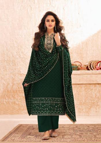 The Upcoming Festive And Wedding Season With This Heavy Designer Straight Suit In All Over Fine Color. Its Heavy Embroidered Top And Dupatta are Fabricated On Georgette Paired With Dull Santoon Fabricated Bottom. Its Contrasting Jari And Sequance Embroidery Work Is Giving A More Enhnaced And Attractive Look.