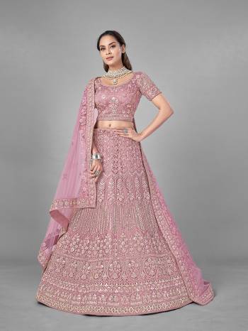 Look Pretty In This Beautiful Heavy Designer Lehenga Choli Is Light Color. This Attractive Embroidered Lehenga Choli Is Fabricated On Soft Net Paired With Soft Net Fabricated Dupatta. It Is Light In Weight And Easy To Carry All Day Long.