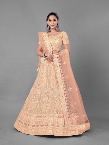 Look Pretty In This Beautiful Heavy Designer Lehenga Choli Is Light Color. This Attractive Embroidered Lehenga Choli Is Fabricated On Soft Net Paired With Soft Net Fabricated Dupatta. It Is Light In Weight And Easy To Carry All Day Long.