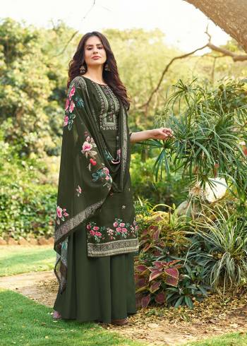 Grab This Designer Digital Printed With Hand Work Dress Material In Fine Dusty Colored Top Paired With Bottom And Dupatta Are Digital Printed. This Dress Material Is Jam Cotton Based Paired With Botton Are Cotton And Bembre Chiffon Designer Fabricated Dupatta.