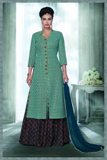 Look Pretty This Designer Floor Length Suit In Lovely  Color.?Its Pretty Embroidred Top Is Georgette Based Paired With Santoon Bottom And Chiffon Fabricated Embroidered Dupatta Which Gives An Attractive To The Suit.