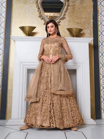 You Will Definitely Earn Lots Of Compliments Wearing This Lovely Indo-Western Heavy Designer Suit In Fine Color. Its Top Is Fabricated On Net paired With Satin Bottom And Net Fabricated Dupatta.