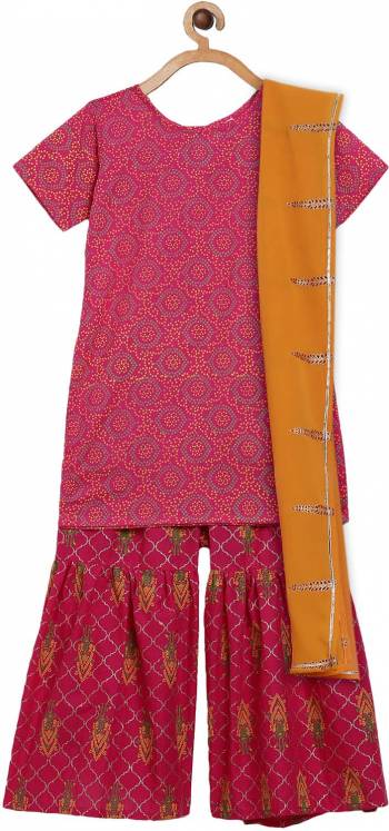  Magenta Cotton Straight Kurta Sets