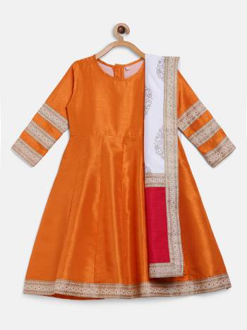  Orange Poly Silk Curved Kurta Sets