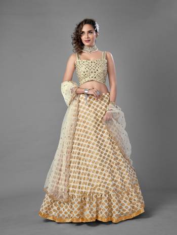 Evergreen Combination Is Here With This Heavy Designer Lehenga Choli In White Color. Its Blouse And Lehenga Are Fabricated On Viscose Silk Paired With Soft Net Fabricated Dupatta. Buy Now