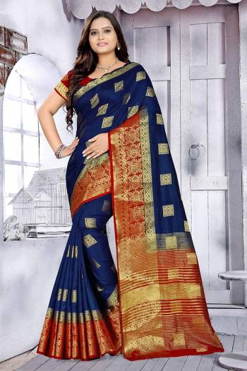 Garb The Pretty Angelic Look Wearing This Heavy Designer Wevon Jacquard Work Saree In Fine Color Paired With Blouse. This Saree Is Fabricated On Banarasi Silk Paired With Banarasi Silk Fabricated Blouse. Its Pretty Color Pallete Will Give An Attractive Look To Your Personality. 