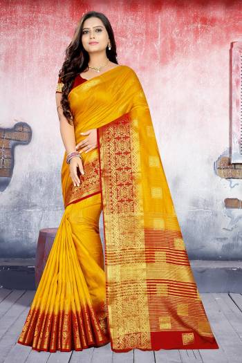 Garb The Pretty Angelic Look Wearing This Heavy Designer Wevon Jacquard Work Saree In Fine Color Paired With Blouse. This Saree Is Fabricated On Banarasi Silk Paired With Banarasi Silk Fabricated Blouse. Its Pretty Color Pallete Will Give An Attractive Look To Your Personality. 