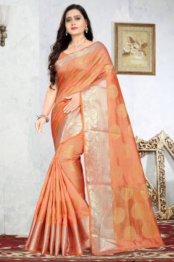 Garb The Pretty Angelic Look Wearing This Heavy Designer Wevon Jacquard Work Saree In Fine Color Paired With Blouse. This Saree Is Fabricated On Banarasi Silk Paired With Banarasi Silk Fabricated Blouse. Its Pretty Color Pallete Will Give An Attractive Look To Your Personality. 