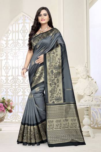 Celebrate This Festive Season In This Very Pretty Colored Designer Saree Paired With Contrasting Colored Blouse. This Saree and Blouse Are Banarasi Silk Based Beautified With Detailed Heavy Wevon Designer Work. 