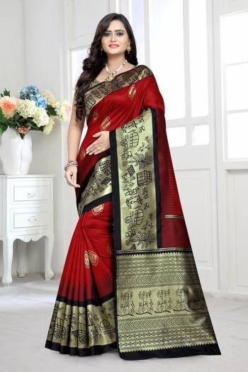 Celebrate This Festive Season In This Very Pretty Colored Designer Saree Paired With Contrasting Colored Blouse. This Saree and Blouse Are Banarasi Silk Based Beautified With Detailed Heavy Wevon Designer Work. 